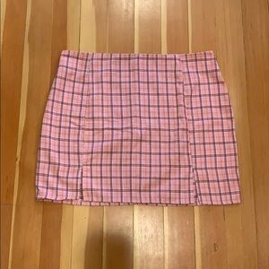 Pink Plaid High-Rise Mini Skirt
